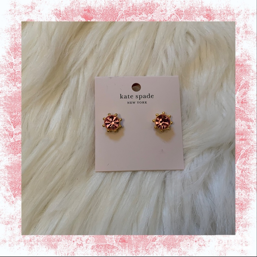 Kate Spade Flying Colors Stud Earrings- NWT - New on Card - Blush - Picture 1 of 6